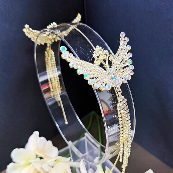 Angel Wings Headband, Hair Accessories for Girls, Goddess Headdress, Gold Crown - Picture 2 of 7